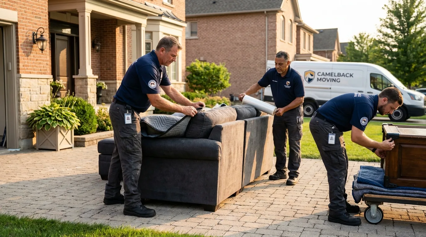 Large estate moving crew wrapping furniture in Hagerstown, MD